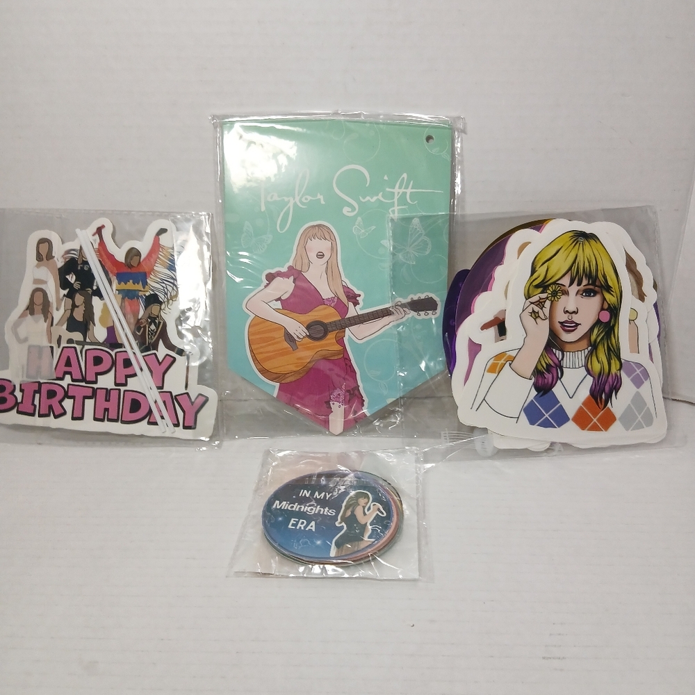 Taylor Swift Happy Birthday Banner Cake & Cupcake Toppers Decorations New
